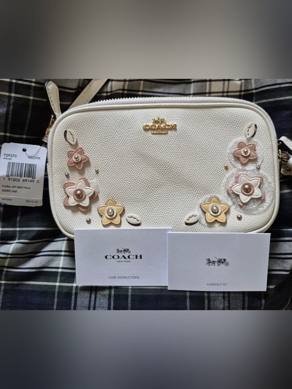 Coach White Floral Appliqué Crossbody Bag